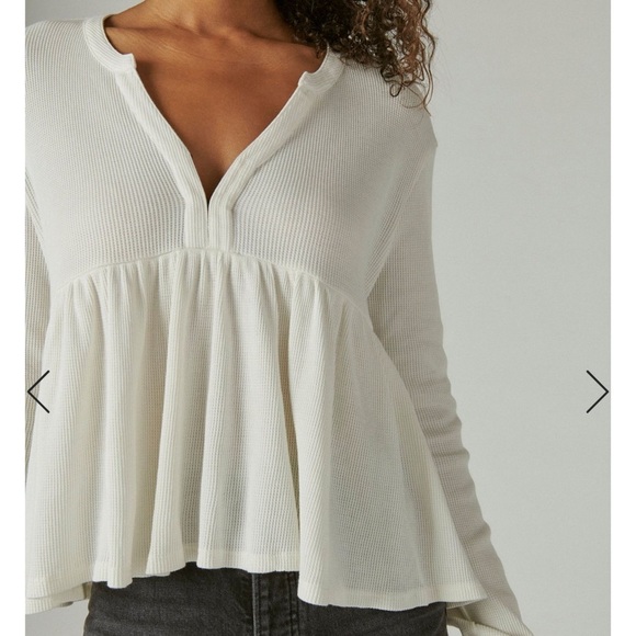 Lucky Brand Tops - Lucky Brand Womens Long Sleeve Waffle Peplum Top